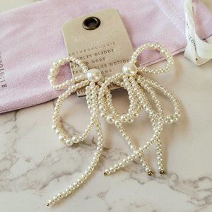 Anthropologie Beaded Bow Drop Earrings NWT